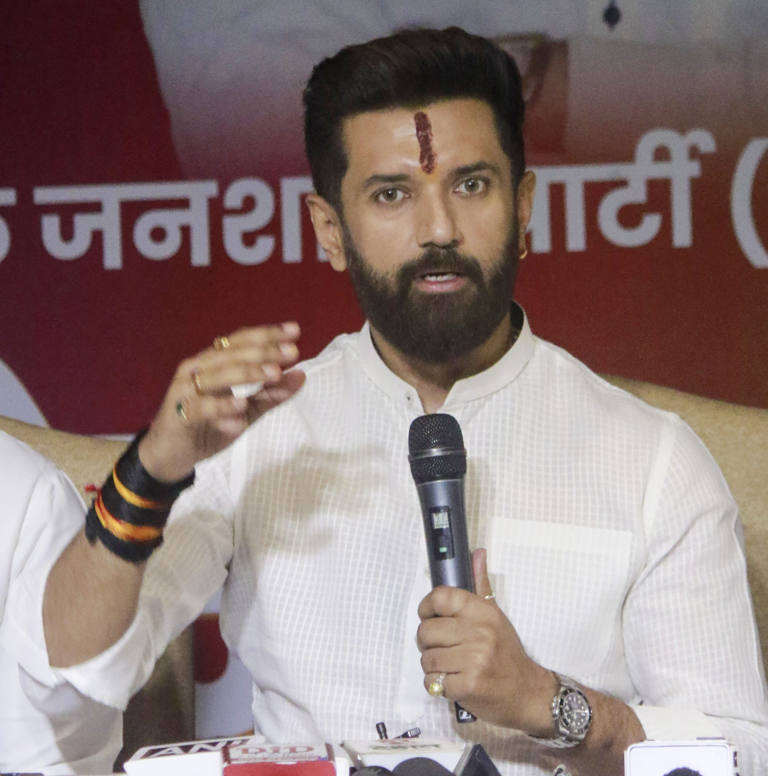 New Delhi: Chirag Paswan addresses a press conference