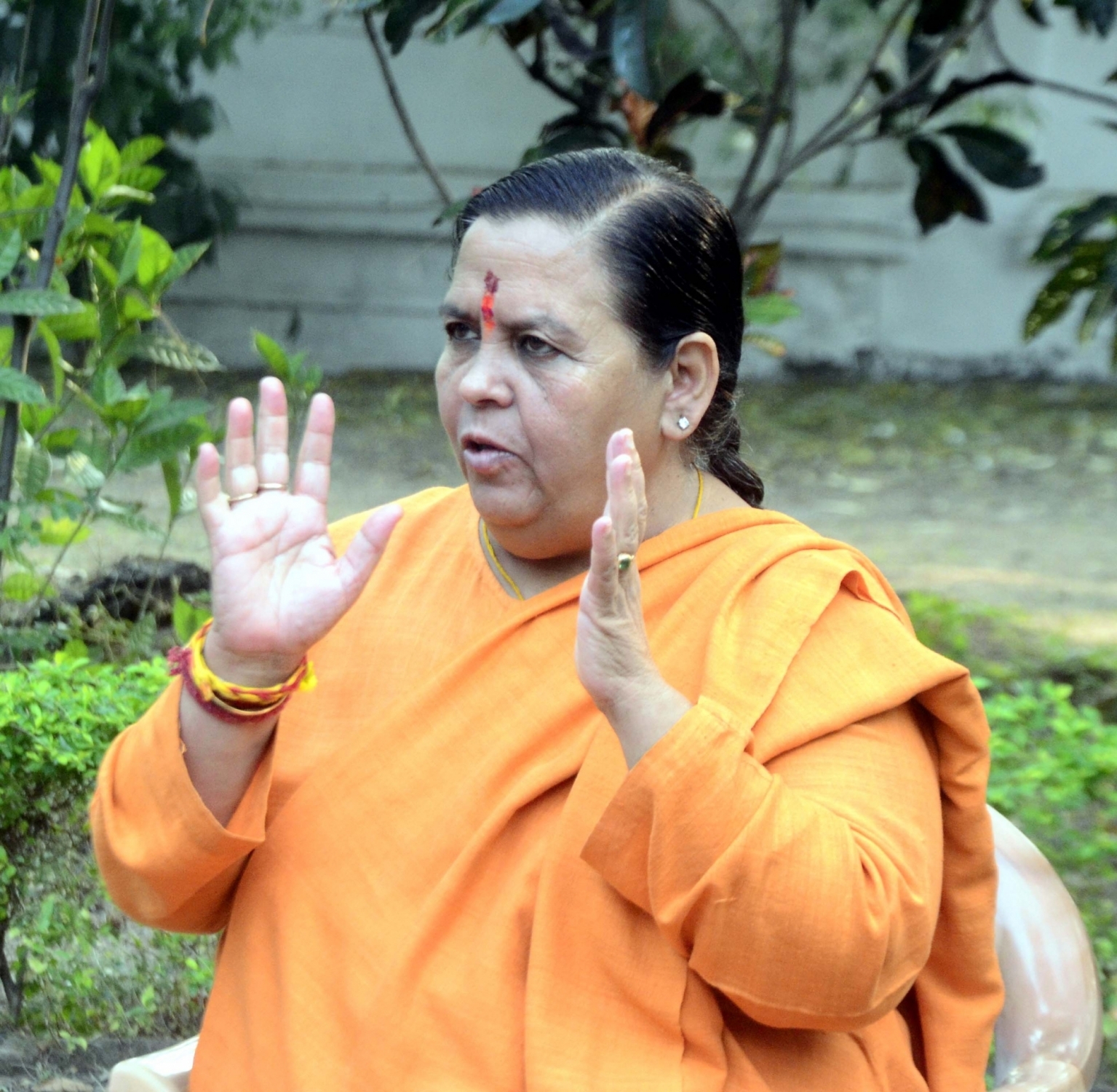 Bhopal: Bjp leader Uma Bharti address a Press confrence in Bhopal on November 11, 2020. (Photo: IANS)